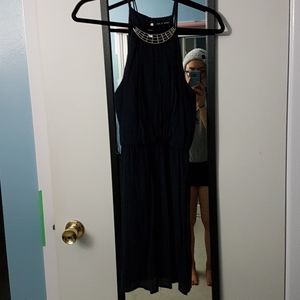 Navy dress with silver neck detailing